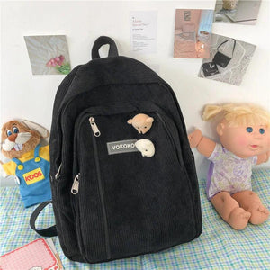 Corduroy Backpack Schoolbag for Teenage Girls Female Back Bag Travel Pack