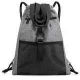 Drawstring Bag Gym With Pockets Sports Sack With Handle - Grey