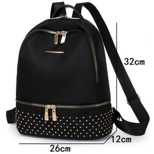 Retro Women Backpack Oxford Cloth Backpack Rivet Anti Theft Pocket