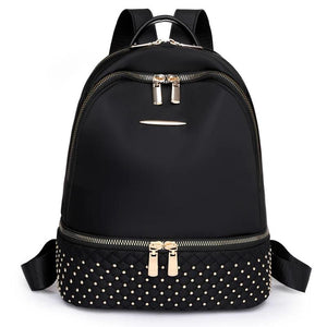 Retro Women Backpack Oxford Cloth Backpack Rivet Anti Theft Pocket