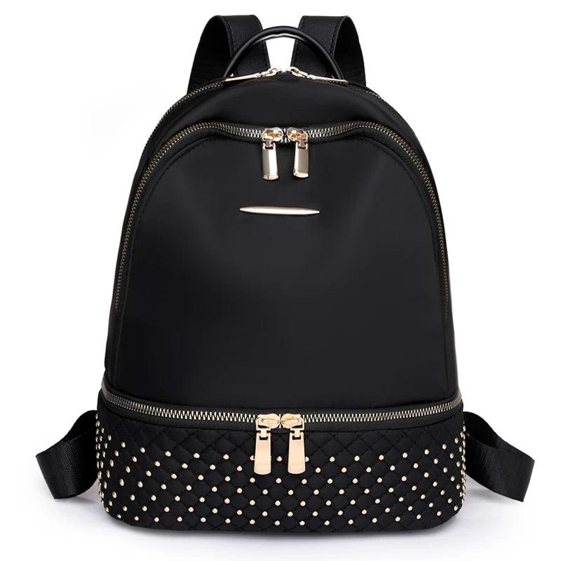 Retro Women Backpack Oxford Cloth Backpack Rivet Anti Theft Pocket