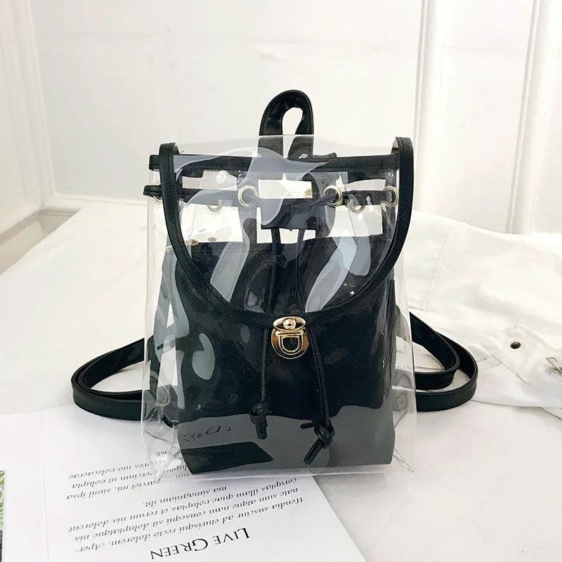 Clear Women Casual Backpacks Transparent Bags PVC Handbags