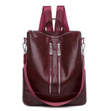 Women Large Capacity Soft PU Leather Rucksack Anti-theft Backpack
