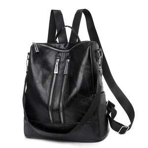 Women Large Capacity Soft PU Leather Rucksack Anti-theft Backpack