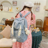 Waterproof Nylon Schoolbag For Teen Girls Large Capacity Rucksack