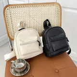 Women Vintage PU Leather Small Backpack Mini School Bags