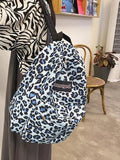 Leopard Print Laptop Backpack for Women, Letter Youth Backpack