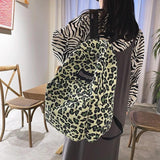 Leopard Print Laptop Backpack for Women, Letter Youth Backpack