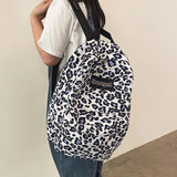 Leopard Print Laptop Backpack for Women, Letter Youth Backpack