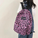 Leopard Print Laptop Backpack for Women, Letter Youth Backpack