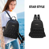 Rivet Nylon Women Backpack School Bag for Teenage Girls