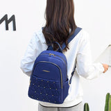 Rivet Nylon Women Backpack School Bag for Teenage Girls