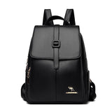 Leather Women Backpack Lychee Pattern Large-capacity School Travel Bag