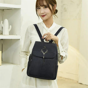 Vintage Deer Head Tassel Backpack High Capacity Girls School Bags