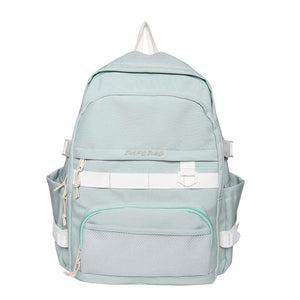 Woman Student Campus School Bag Backpack Solid Laptop Bag