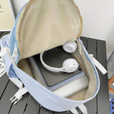 Woman Student Campus School Bag Backpack Solid Laptop Bag