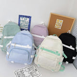 Woman Student Campus School Bag Backpack Solid Laptop Bag