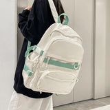 Woman Student Campus School Bag Backpack Solid Laptop Bag