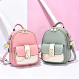 Women Small Backpack Leisure Travel Leather Zipper Female School Bags