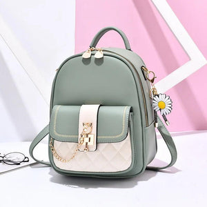 Women Small Backpack Leisure Travel Leather Zipper Female School Bags