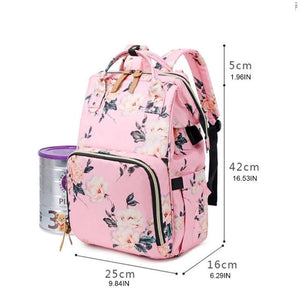 Floral Diaper Bag Backpack Large Baby Bag Multi-functional Travel Back Pack