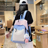 Preppy Style High Nylon School Backpack