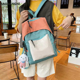 Preppy Style High Nylon School Backpack