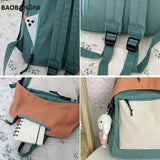 Preppy Style High Nylon School Backpack