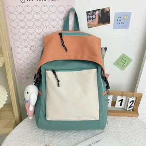 Preppy Style High Nylon School Backpack