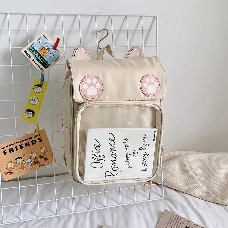 Large Capacity Cat Women Backpack Student School Bag