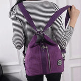 Casual Solid Zipper Backpack Retro Style Student Daily Bag