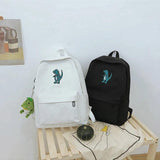 Dinosaur Print Women Backpacks Canvas Dayback Casual Preppy Style