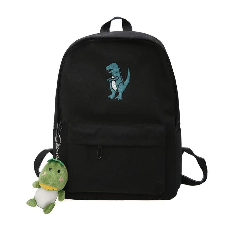 Dinosaur Print Women Backpacks Canvas Dayback Casual Preppy Style