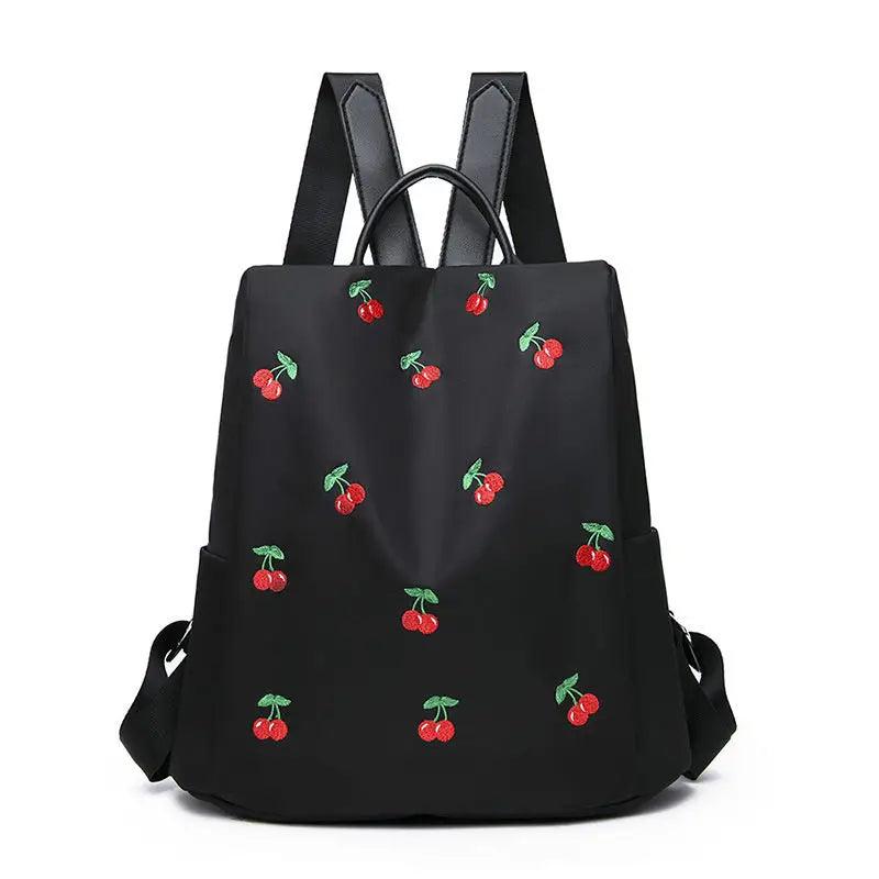 Cherry Printing Women Backpacks Large Capacity Laptop Backpack