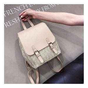 Straw Shoulder Bag Weaving Travel Bag Summer Beach Rucksack