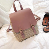 Straw Shoulder Bag Weaving Travel Bag Summer Beach Rucksack