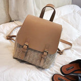 Straw Shoulder Bag Weaving Travel Bag Summer Beach Rucksack