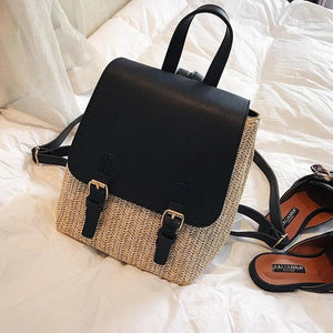 Straw Shoulder Bag Weaving Travel Bag Summer Beach Rucksack