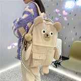 Bear Backpack School Bag Girls College Style Cartoon Large-capacity