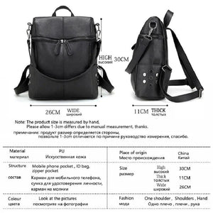 Vintage Leather School Backpack for Girls Large Shoulder Bags
