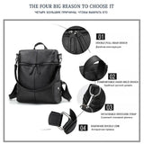Vintage Leather School Backpack for Girls Large Shoulder Bags