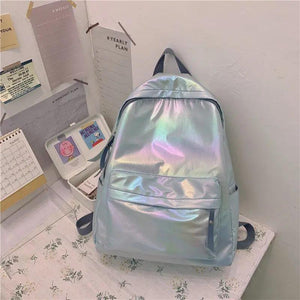 Reflective Girls Pink School Backpack Harajuku All-match Large Capacity PU Bag