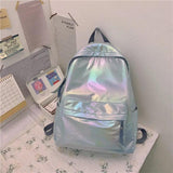 Reflective Girls Pink School Backpack Harajuku All-match Large Capacity PU Bag