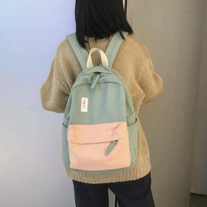 Women Letter Patchwork Sweet Students Preppy Backpack