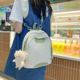 Women Small Backpack Solid Preppy Style Students School Bags Casual Nylon Travel