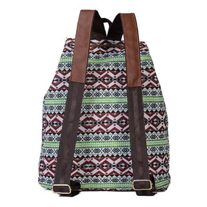 Vintage Ethnic Canvas Backpack Drawstring Bohemia Rucksack