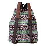 Vintage Ethnic Canvas Backpack Drawstring Bohemia Rucksack