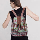 Vintage Ethnic Canvas Backpack Drawstring Bohemia Rucksack