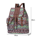 Vintage Ethnic Canvas Backpack Drawstring Bohemia Rucksack