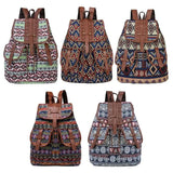 Vintage Ethnic Canvas Backpack Drawstring Bohemia Rucksack